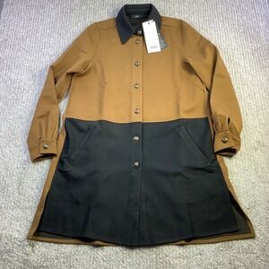 Ruti Easy Chic Button Down Colorblock Shirt Dress Camel Black XS NWT